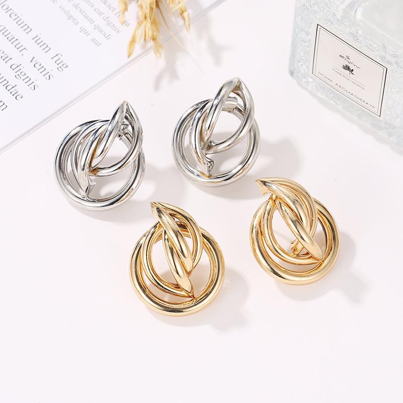 Irregular Geometric Earrings Circle Folding Three-dimensional Stud Earrings Chic Earrings