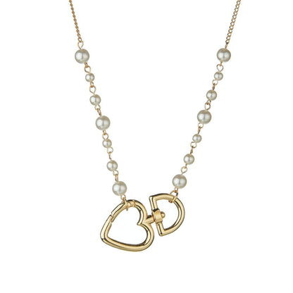 Fashion Alloy Peach Heart Pendant Necklace Simple Imitation Pearl Necklace Accessories