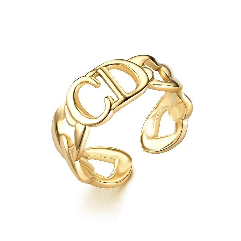 Popular big-name CD ring titanium steel open ring fashion couple pair of rings