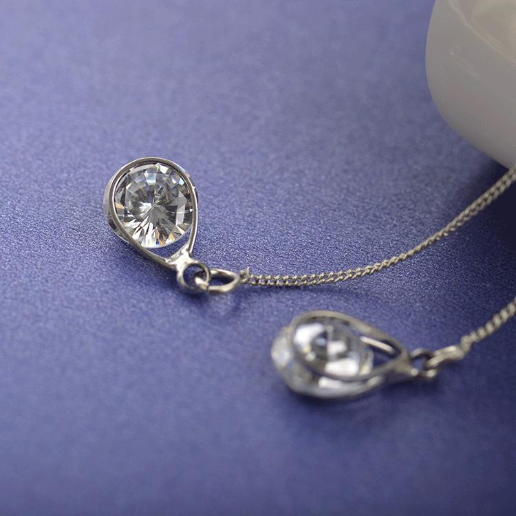 Personality earrings zircon water drop tassels asymmetrical ear wire women's long earrings temperament earrings