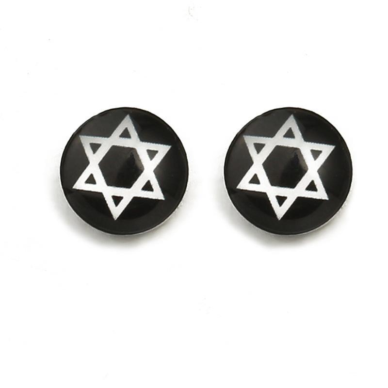 Ins retro design sense earrings creative round five-pointed star skull magnet earrings trendy ear accessories