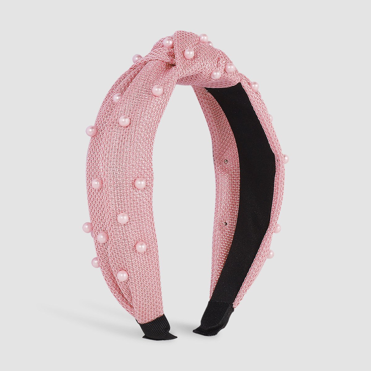 F4172 pure color sweet headband pearl knotted headband small fresh mesh lattice fabric headband