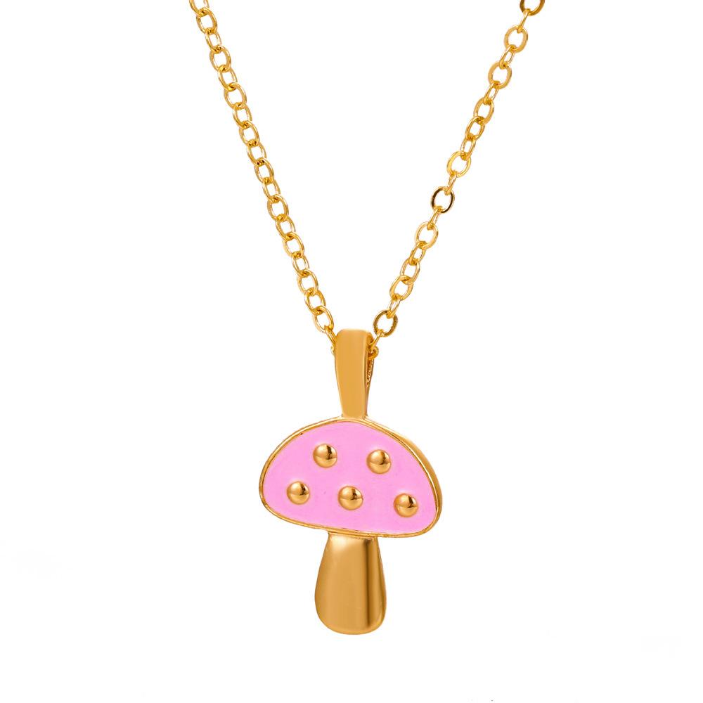 Internet celebrity ins alloy color drop oil mushroom necklace fashion temperament simple necklace female
