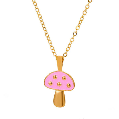 Internet celebrity ins alloy color drop oil mushroom necklace fashion temperament simple necklace female