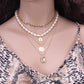 Jewelry Retro Multi-layer Mix and Match Imitation Pearl Necklace Simple Geometric Embossed Necklace Female