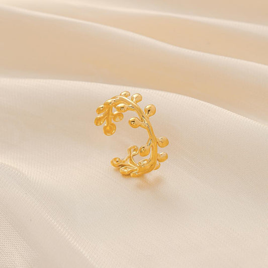 Jewelry titanium steel high-end opening branch flower rattan adjustable ring
