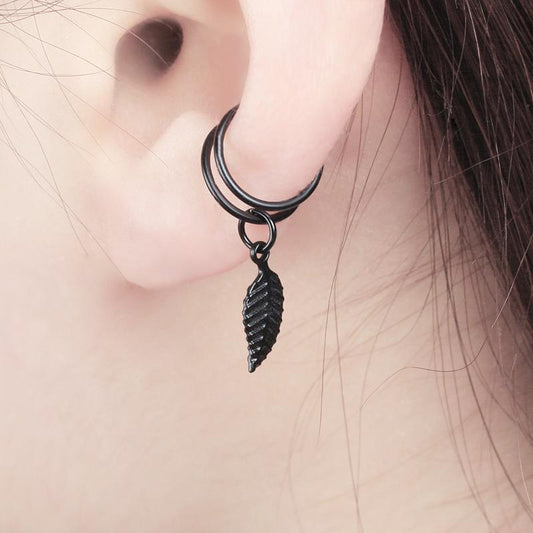 Simple metal leaf leaf U-shaped ear clip without ear hole ear clip ear stud fake earring American social