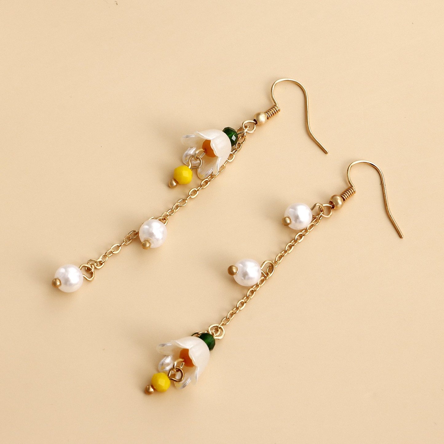 Jewelry small fresh forest super fairy bell flower earrings ladies long tassel earrings earrings