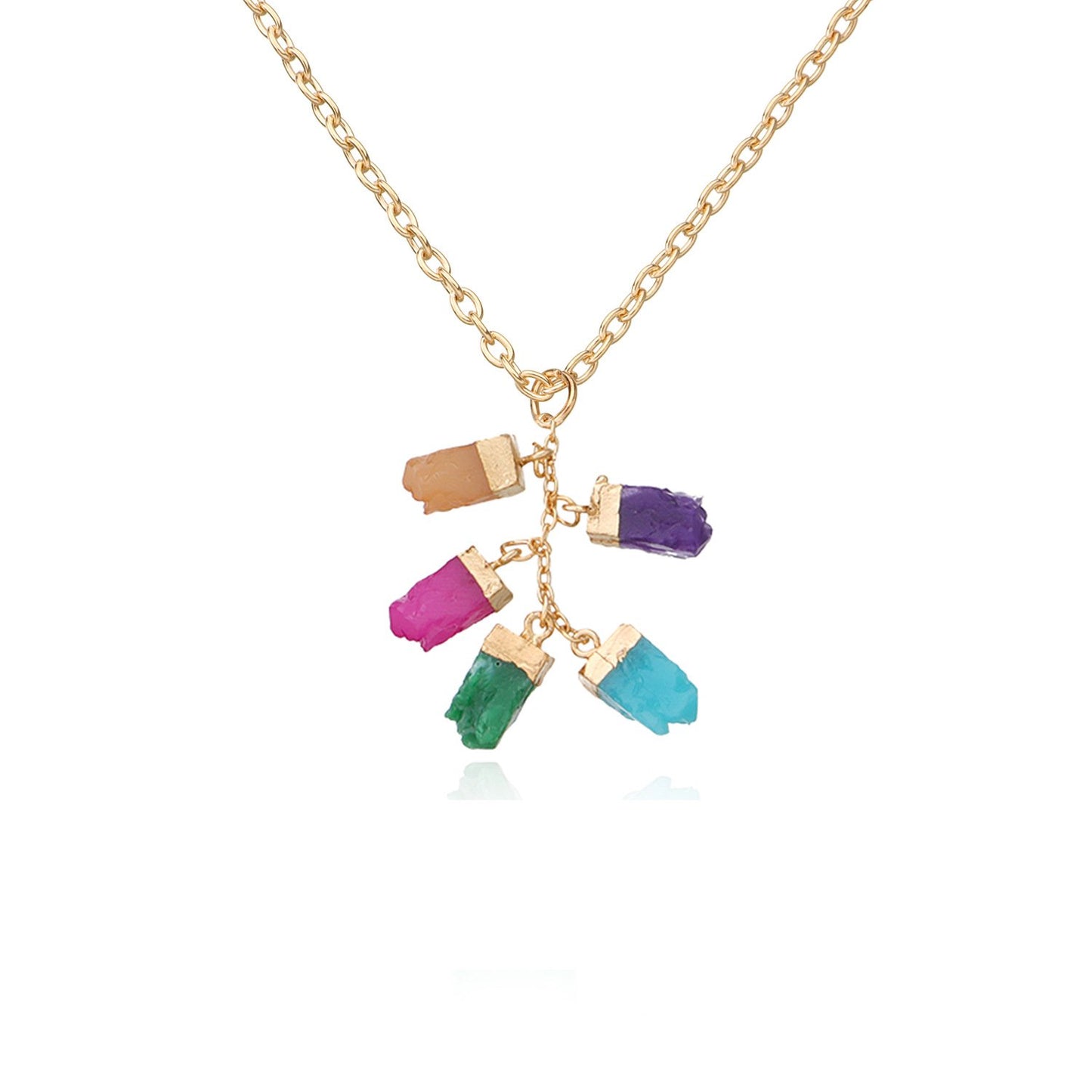Jewelry Fashion Color Crystal Gem Pendant Necklace Girl Punk Exaggerated Trend Necklace