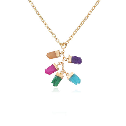 Jewelry Fashion Color Crystal Gem Pendant Necklace Girl Punk Exaggerated Trend Necklace