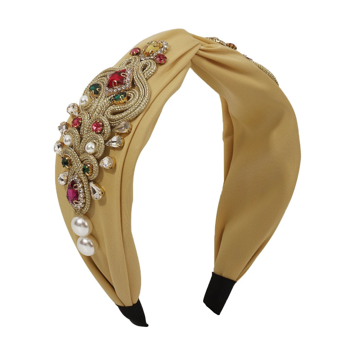 F4578 heavy industry elegant and fashionable headband palace light luxury pearl rhinestone retro cross hairpin headband