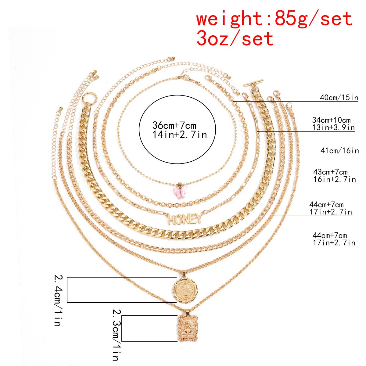 Fashion Jewelry Personality Simple OT Buckle Multilayer Necklace Hip Hop Retro Metal Butterfly Necklace Female