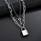 Jewelry Trendy Geometric Lock Pendant Necklace Punk Street Rock Hip Hop Double Layer Necklace Necklace