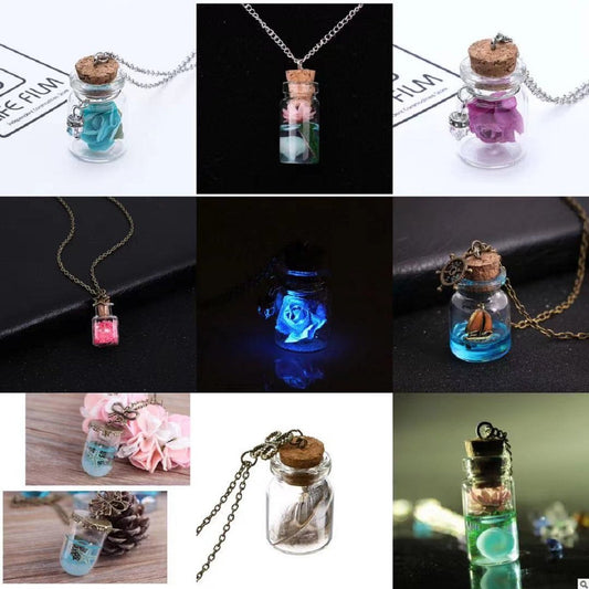 Fashion Beach Fresh Luminous Necklace Drifting Bottle Flower Luminous Jewelry Clavicle Chain