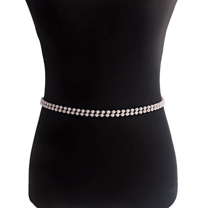 Jewelry ins double-layer imitation pearl beaded waist chain female acrylic waist chain waistchain