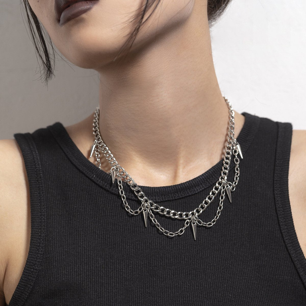 Jewelry Punk Metal Rivet Necklace Female Hip Hop Personality Geometric Chain Clavicle Necklace