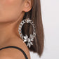 E1939 Punk Hip Hop Earrings Circle Hollow Chain Flower Earrings Geometric Personality Earrings
