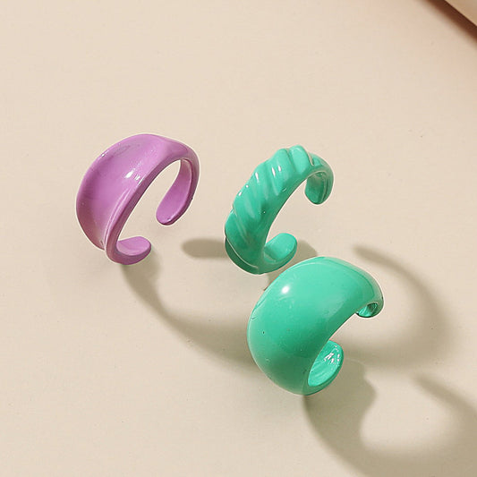 Retro Simple Alloy Color Ear Clip Set Ins Personality No Hole Circle Ear Stud Three-piece Set Fashion Earrings Female
