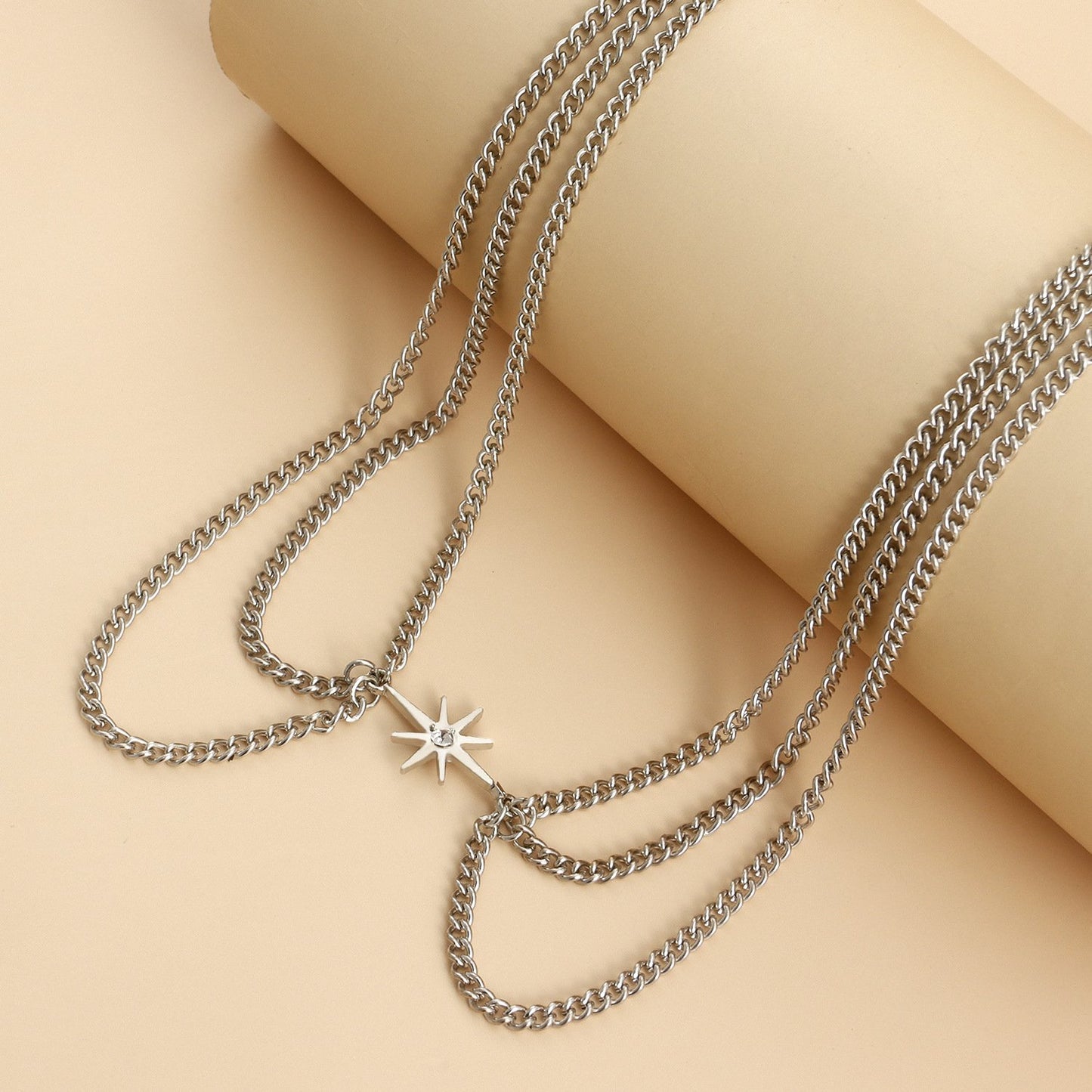 Jewelry trendy multi-layer necklace octagon pendant necklace female ins all-match necklace