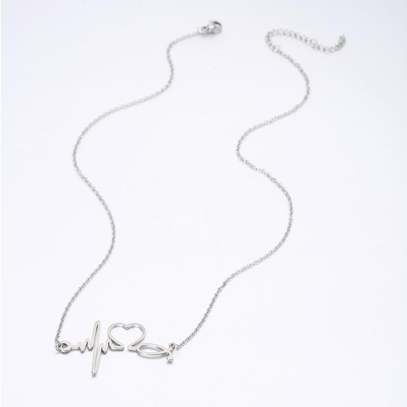 Heartbeat Jewelry Fashion Heart Shape ECG Necklace Female Pendant