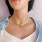 Trendy Hip Hop Yin Yang Tai Chi Necklace Retro Cold Imitation Pearl Stitching Asymmetric Clavicle Chain Female
