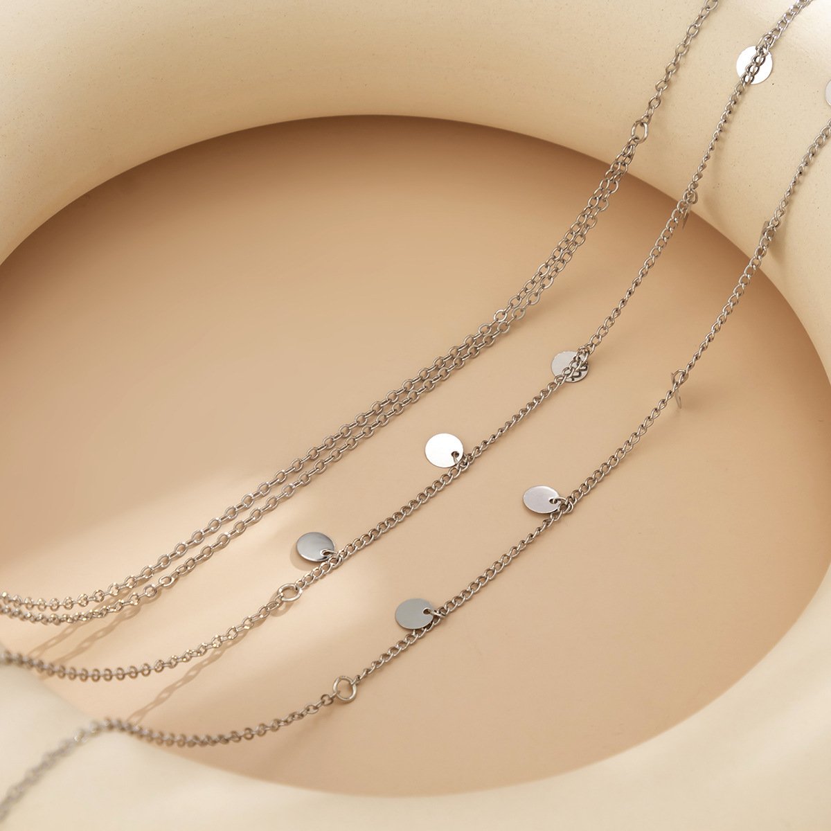 Jewelry Simple Necklace One Chain Sequin Tassel Clothes Chain Feminine Geometric Thin Chain Chest Chain
