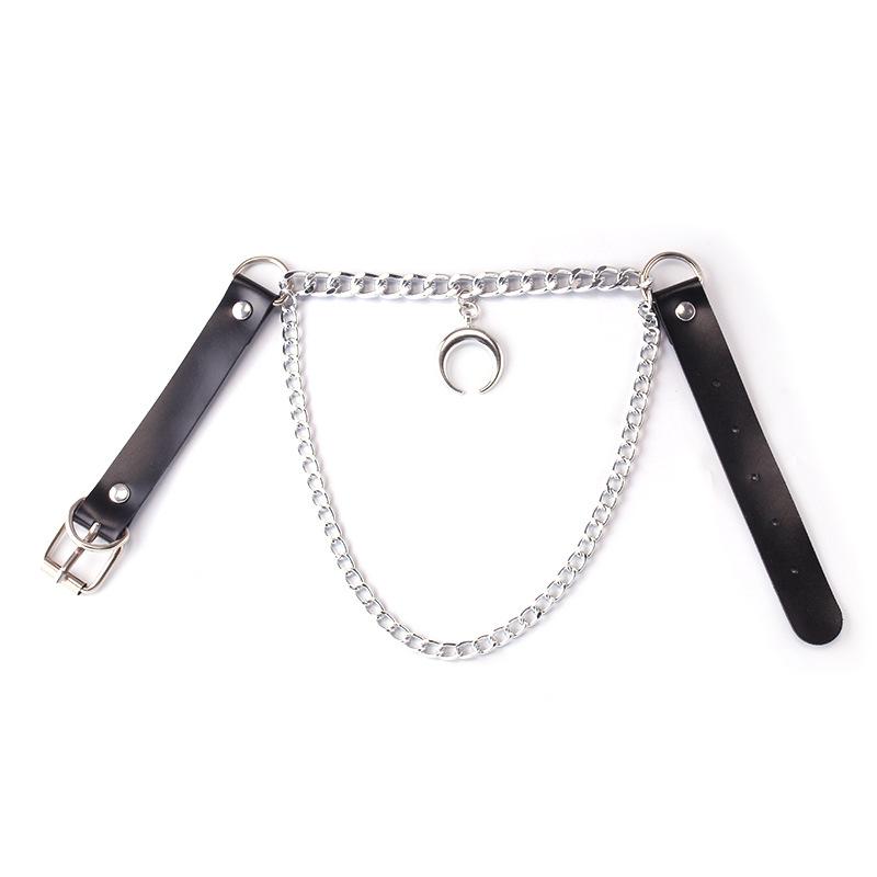 Cool Harajuku petal-shaped pendant multi-layer chain collar necklace fashion trend leather collar collar chain clavicle chain