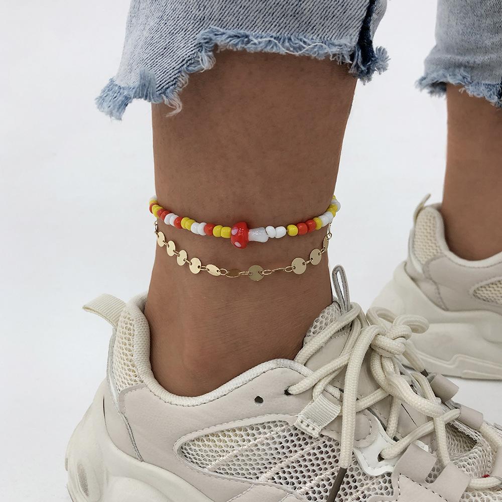 A91 Bohemian Ethnic Trend Anklet Handmade Beaded Simple Foot Decoration Fashion Creative Accessories