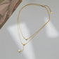 Double-layer small square necklace female small golden ball double-layer hip-hop tassel necklace sweet cool niche light luxury clavicle chain