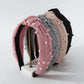 F4172 pure color sweet headband pearl knotted headband small fresh mesh lattice fabric headband