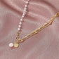 Retro Chain Pearl Pendant Necklace Fashion Temperament Trend Double Stacked Portrait Stitching Necklace