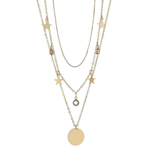 Fashion Pop Jewelry Women's Multi-layer Disc Rhinestone Star Pendant Necklace Combination