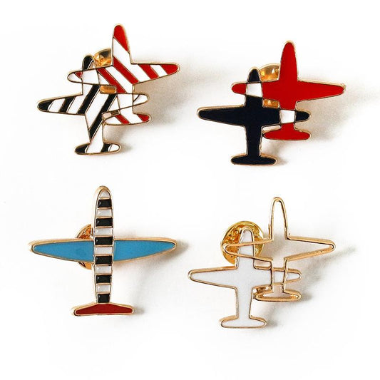 Fashion Small Airplane Stripe Drop Oil Brooch Fashion Corsage Badge Badge Versatile Clothes