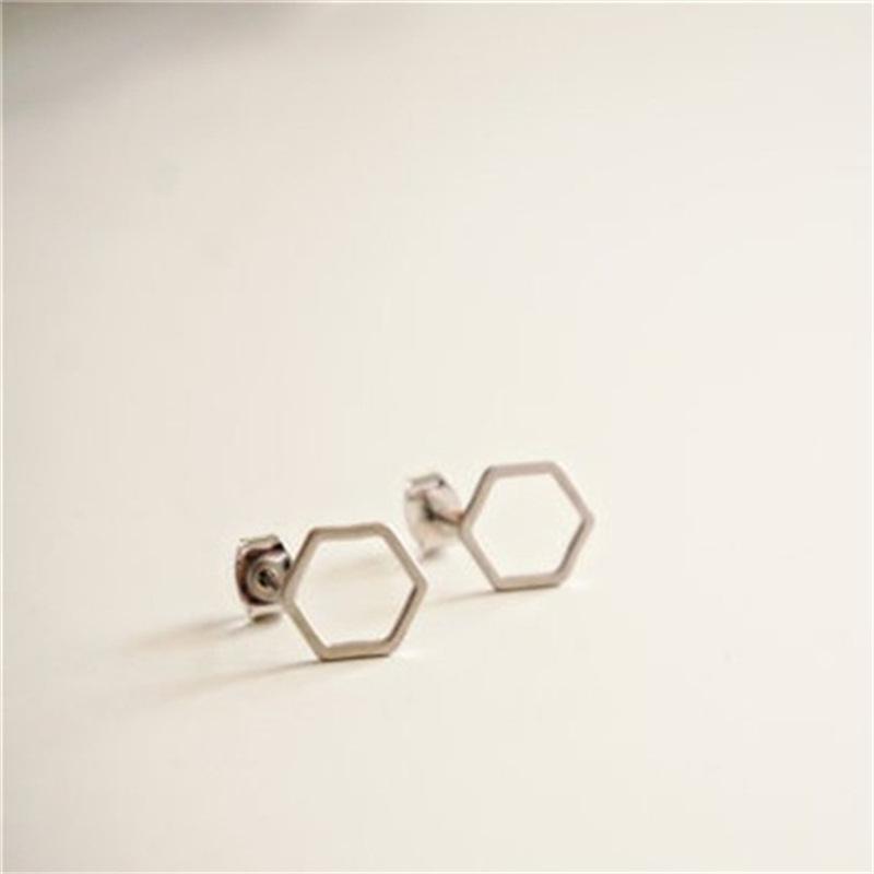 Simple geometric shape hexagon earrings classic versatile earrings accessories