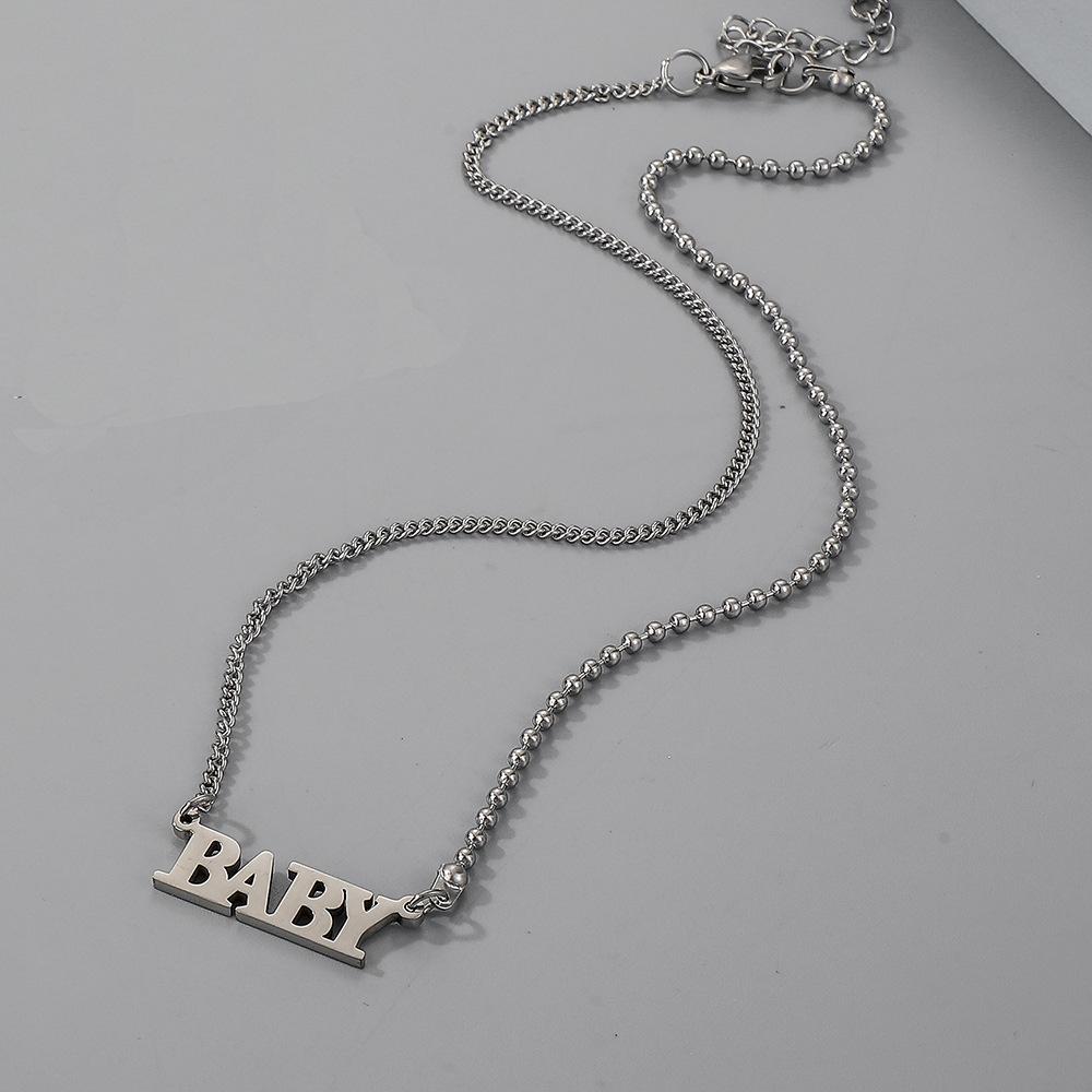 Pendant fashion English letter baby stainless steel personality word necklace clavicle chain