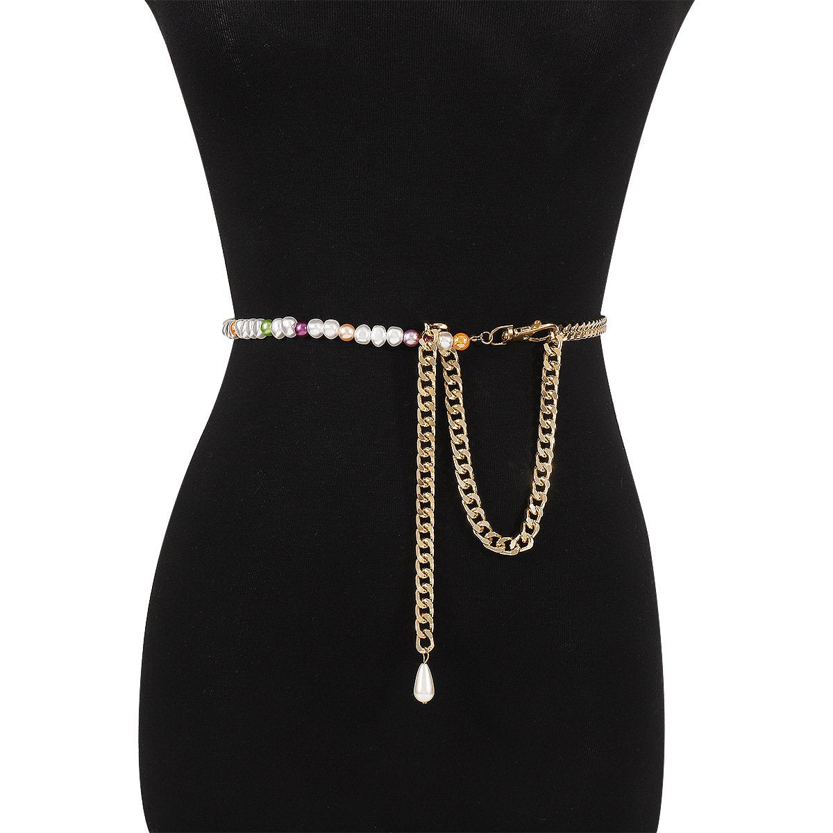 C37 Bohemian Vacation Geometric Fashion Waist Chain Small Fresh Beaded Chain Stitching Necklace Female