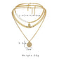 Jewelry Fashion Metal Pearl Mix and Match Three Layers Chain Necklace Hip Hop Rose Embossed Coin Pendant