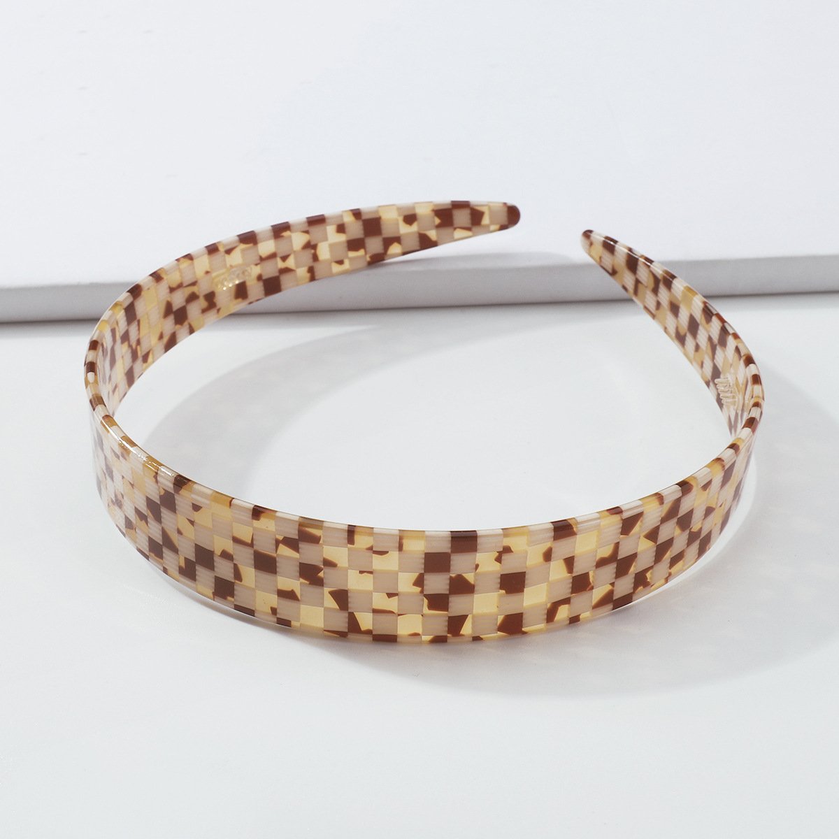 F4321 Internet celebrity checkerboard hair hoop wide-brimmed resin simple head hoop niche retro going out pressing hair headgear