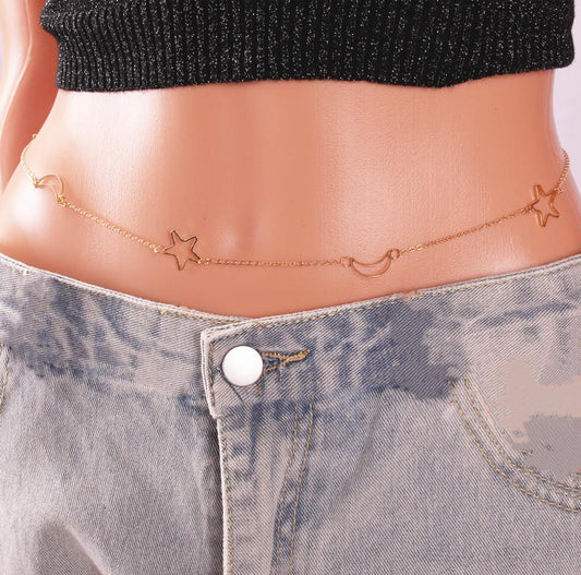 Jewelry Vintage Personality Colorful Tassel Waist Chain Star Pendant Bohemian Body Chain