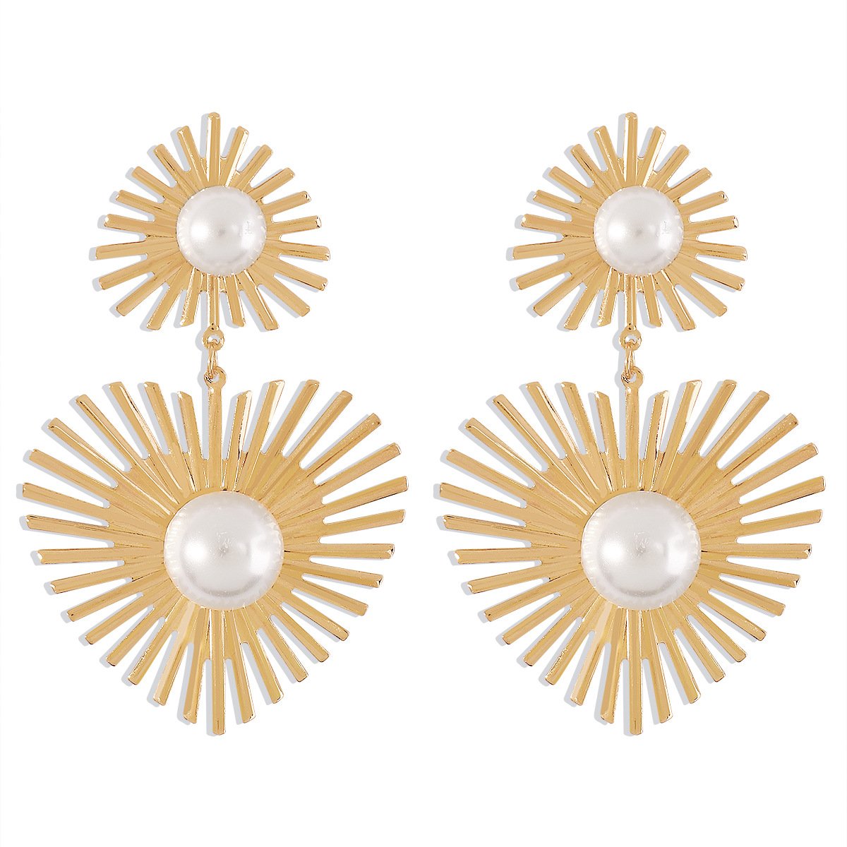 E114 Internet celebrity classic elegant pearl earrings women's metal heart-shaped temperament trendy simple earrings