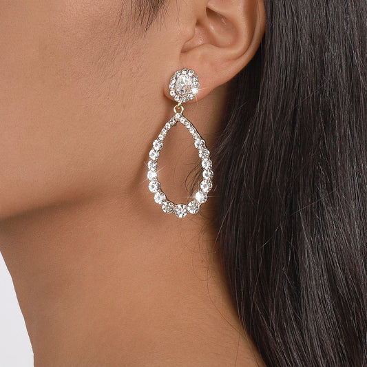 E1678 French light luxury retro simple pearl earrings rhinestone temperament personality niche design earrings