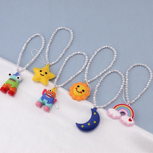 Jewelry ethnic creative monster sun soft pottery accessories pearl chain wristband mobile phone lanyard