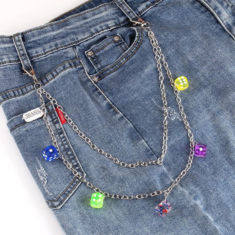 Jewelry ins transparent acrylic dice dice pendant pendant waist chain female