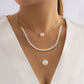 Jewelry sweet and cool metal snake bone chain all-match necklace niche design sense retro imitation pearl necklace