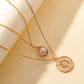 Fashion Portrait Embossed Coin Round Tag Tag French Vintage Mother-of-pearl Snake Bone Double Layer Necklace