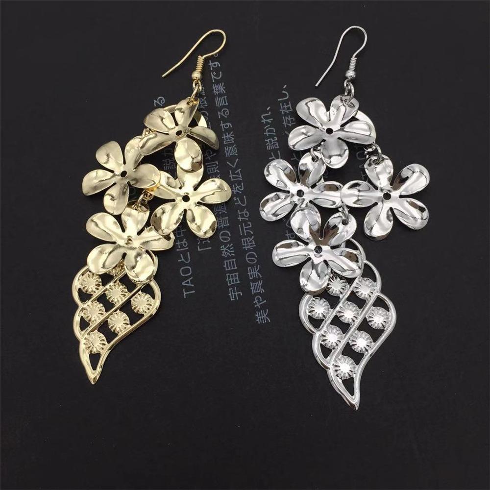 Multi-layer ice flower leaf earrings exaggerated earrings accessories