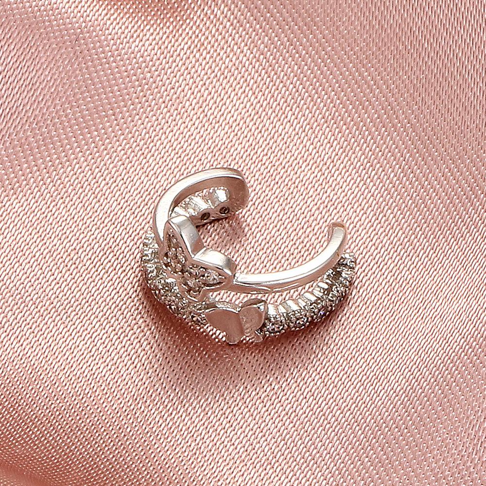 Temperament personality butterfly ear clip without ear hole single ins French light luxury copper inlaid zircon C-shaped ear bone clip