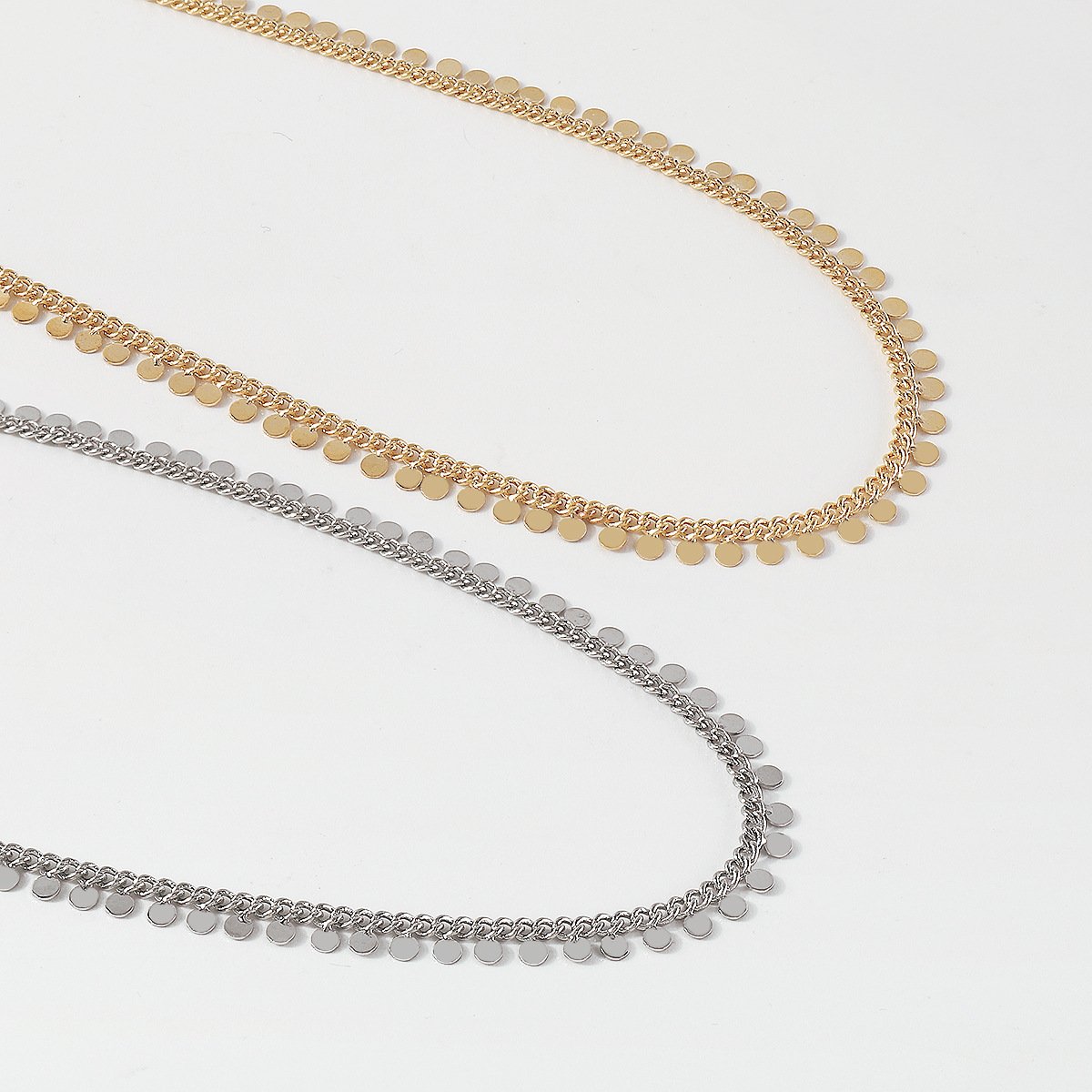 N1245 Simple niche disc tassel necklace single-layer fashion personality trendy necklace net red street style necklace