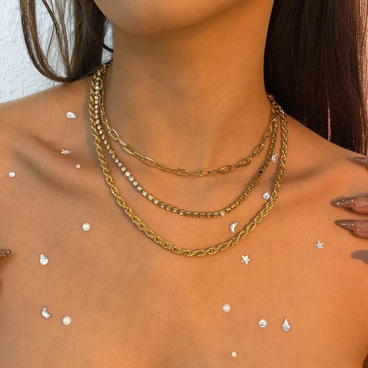 N9334 Simple Metal Multilayer Necklace Creative Street Shot Fashion Necklace Geometric Claw Chain Temperament Necklace Female