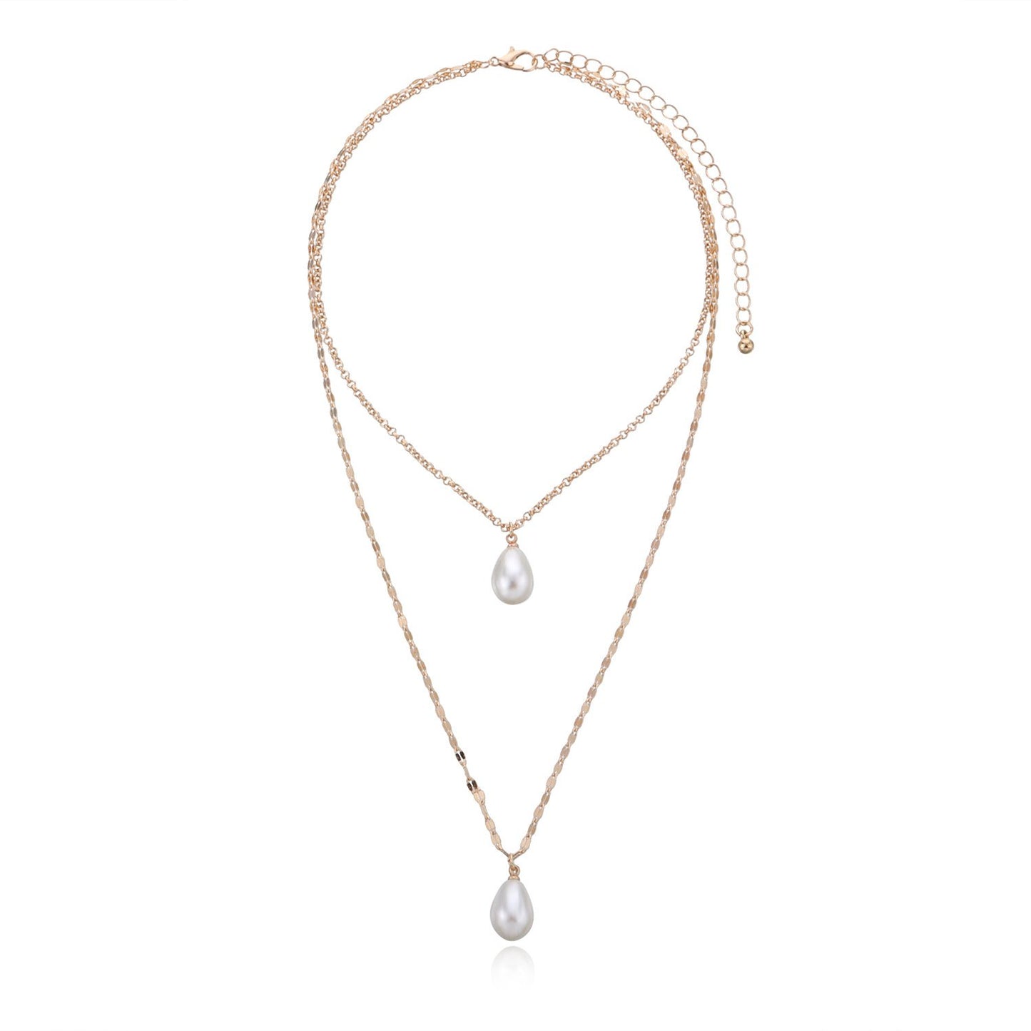 Jewelry Melon Seeds Chain Pearl Drop Shape Necklace Women's Fashion Simple Double Layer Necklace